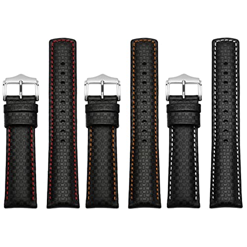 Bande de montre en cuir look carbone idéal pour le bureau et sport - 7