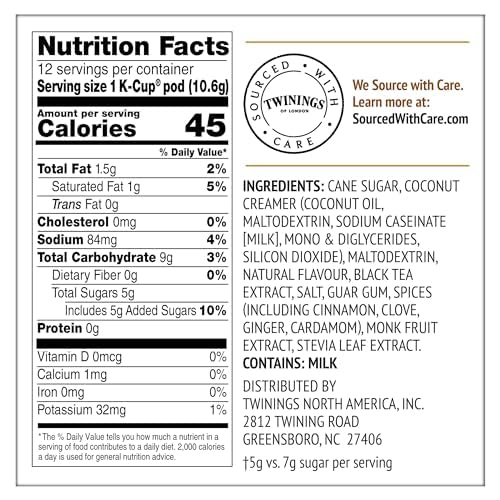 Miniatura 5 de Twinings, Chai Latte - Té chai con leche en cápsulas K-Cup para Keurig, té cremoso, ligeramente dulce, con cafeína, 12 unidades (paquete de 6)