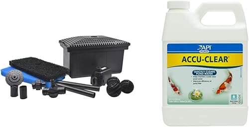 POND BOSS Kit de filtro con bomba (1 paquete) y clarificador de agua de estanque API POND ACCU-CLEAR