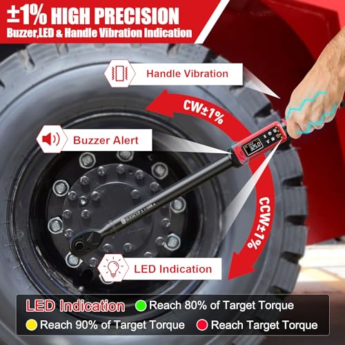 Image of SUERCUP 3 /8 inch 1 /2 inch Digital Torque Wrench, 0.66-44.29Ft.Lb & 3.8-250.8Ft.Lb | ±1% Accuracy, 0.9-60N.m & 5.1-340Nm Electric Torque Wrench Set, for Auto Repair, Lug Nuts, Engine, Suspension, Moto & Bicycle