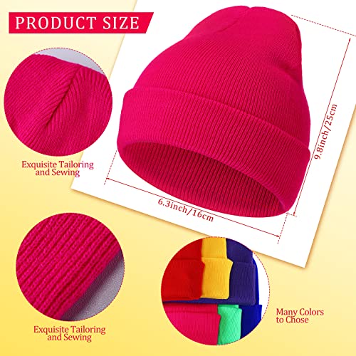 Handepo 12 Pieces Beanies Gloves Set 6 Pieces Warm Beanie Hats 6 Pairs Knit Thermal Gloves Unisex Winter Gloves for Boys Girls Kids Cold Weather2