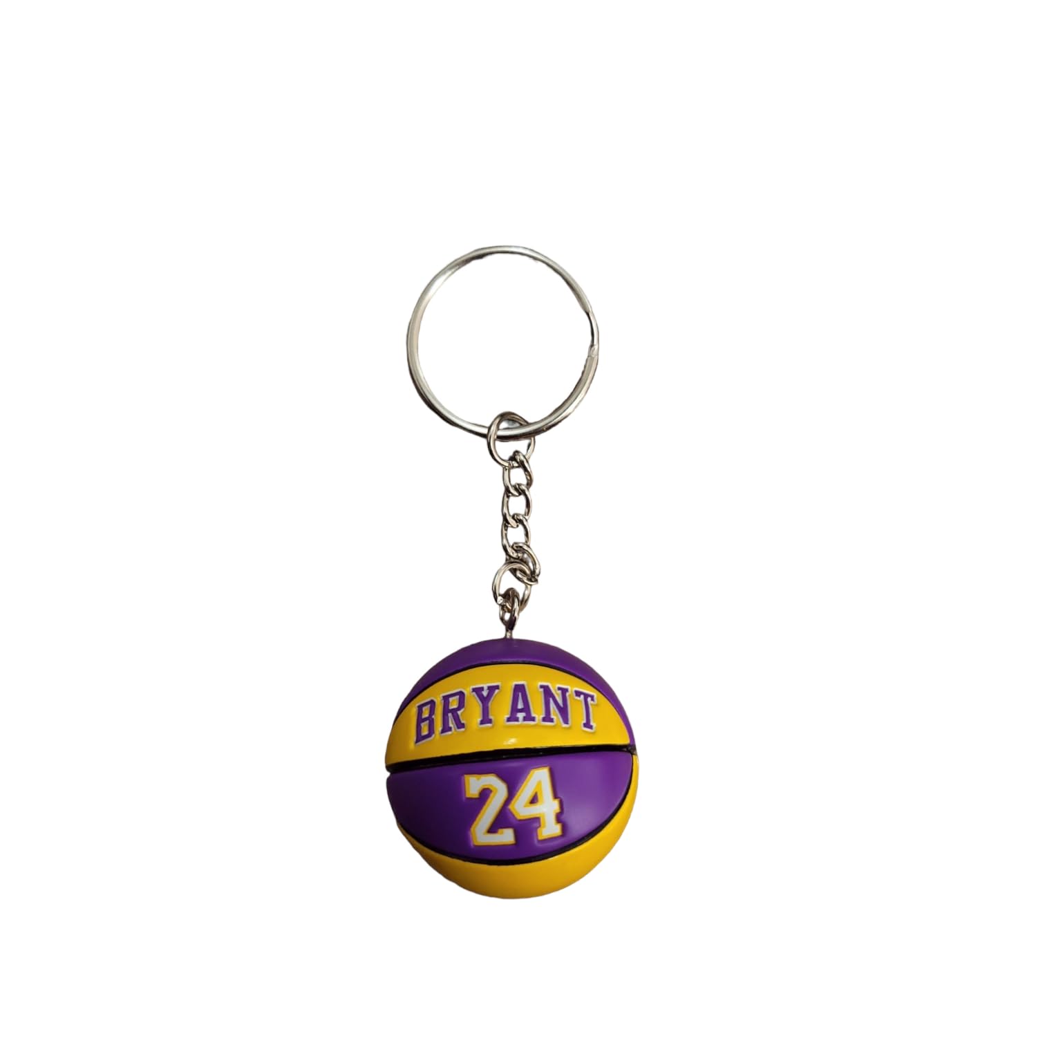K.DOT Basketbol Topu Figürlü Anahtarlık ve Çanta Süsü, Mor ve Sarı Renk, Bryant 24 Numaralı
