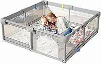 150×180×68cm Cercadinho para Bebe Para Bebês e Crianças Pequenas Chiqueirinho Bebe Para Internos & Externos Cercadinho de Segurança Resistente Para Bebês com Malha Macia e Respirável
