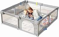 150×180×68cm Cercadinho para Bebe Para Bebês e Crianças Pequenas Chiqueirinho Bebe Para Internos & Externos Cercadinho de Segurança Resistente Para Bebês com Malha Macia e Respirável