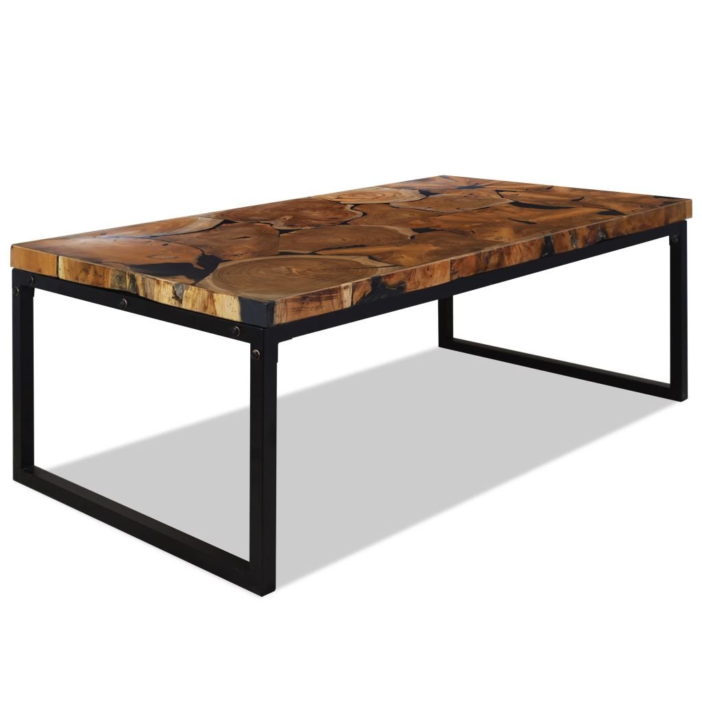FZYHFA Resin Teak Coffee Table 110 x 60 x 40 cm Easy Assembly