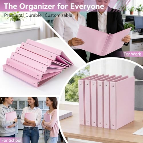 Image of SUIN 1 Inch 3 Ring Binder, Clear 1'' View Presentation Binders with 2 Pockets, Fits 8.5 x 11 Letter Size, Durable Polypropylene, Non-Stick & PVC-Free for School, Office & Home (Brushed Peach Pink)