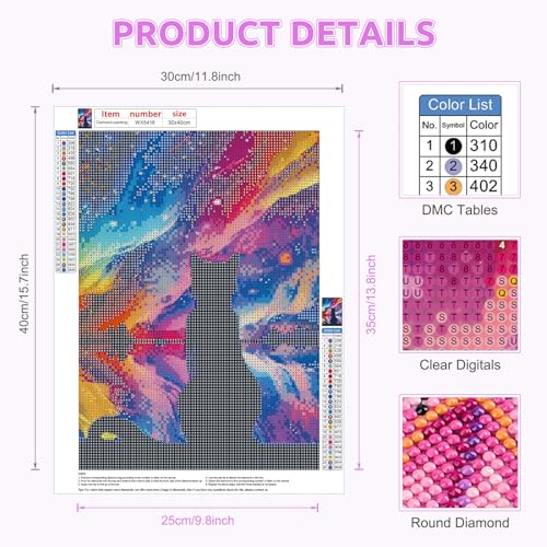 EOBROMD 5D Cat Diamond Painting Kits for Adults Full Round Drill Starry Sky Diamond Art Crystal Rhinestone Art Craft for Home Decor Gifts 30x40cm - Image 2
