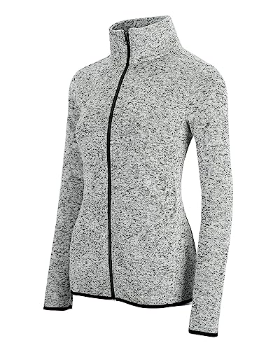 Dolcevida Women's Long Sleeve Sweater Fleece Zip Up Speckled Jacket with Pockets2