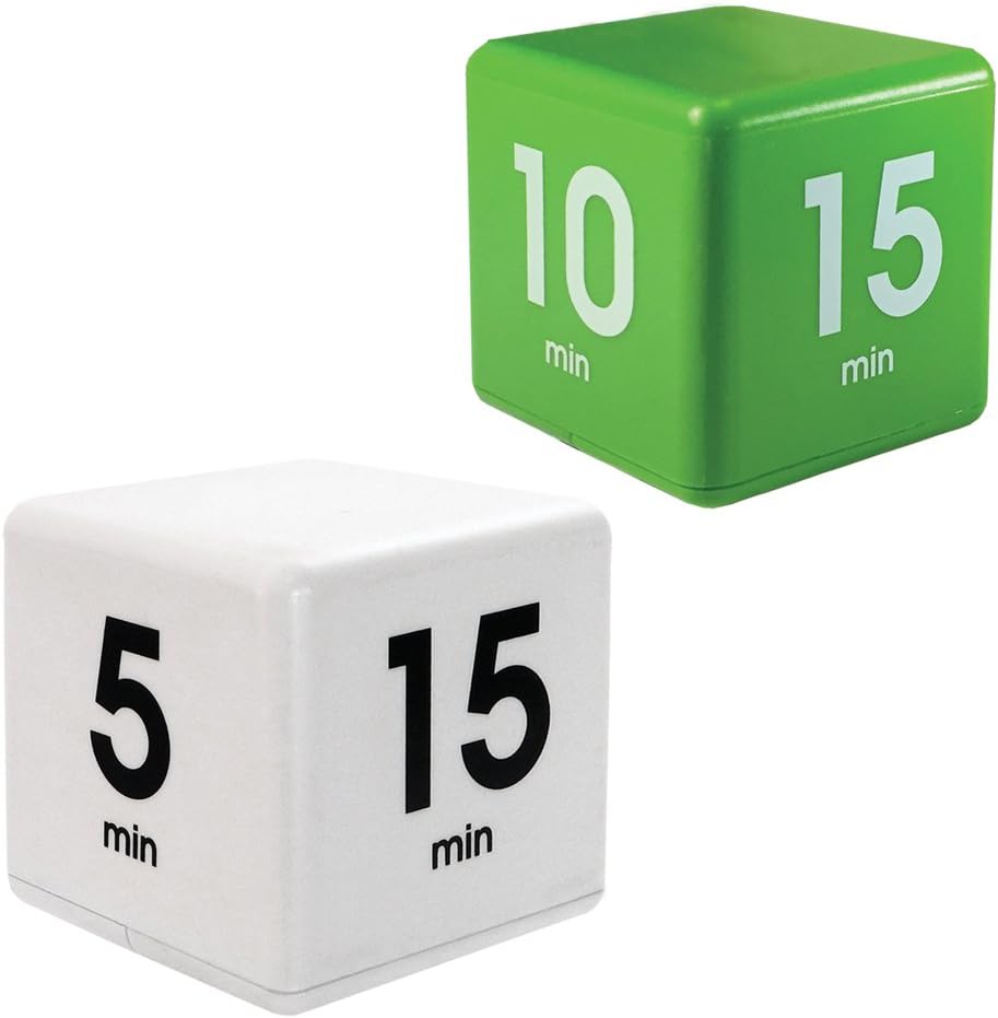 Datexx The Miracle TimeCube Timer Learning Combo for Teachers, Parents, Homeschoolers and Kids - White and Green
