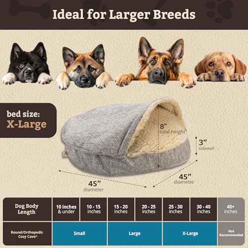 Image of Snoozer Cozy Cave Dog Bed, Round Covered Dog Bed, Palmer Dove (XL)