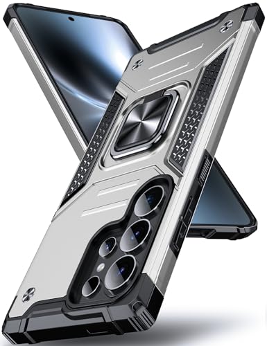 Coque Samsung S26 Ultra avec support anneau pour visionnage mains libres en voyage argent