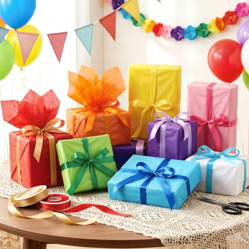 Image of Simetufy 1000 Sheets 20 x 30 Tissue Paper 40 Assorted Colors for Gift Bags | Tissue Paper Bulk for Gift Bags Crafts Wrapping, Colored Tissue Paper Squares for Birthday Wedding Holiday Decor Christmas