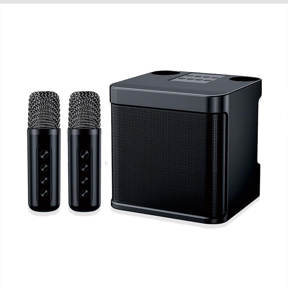 Máquina de Karaoke para Adultos, Máquina de Karaoke con 2 Micrófonos Inalámbricos, Altavoces de Karaoke Inalámbricos con Altavoz BT, Mini Máquina de Karaoke para Fiesta en Casa