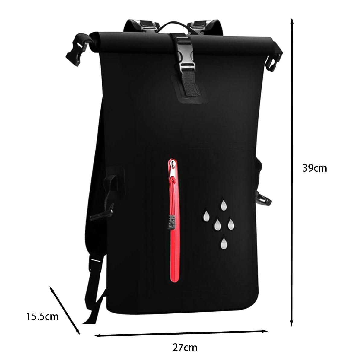 Sarini Sac à Dos étanche 25 l avec Fermeture à enroulement et étui de téléphone étanche IPX8 pour canoë, Kayak, Rafting, Ski, pêche, Camping