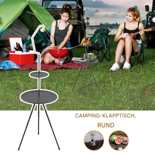 Table de camping portable stable et repliable avec étagère de rangement basse