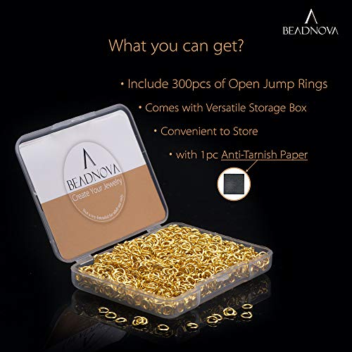 Beadnova 4Mm Gold Jump Rings For Jewelry Making Open Jump Rings For Keychains And Necklace Repair (300Pcs) #TOP1