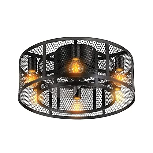 MILLUR Ventilador de techo industrial con iluminación, ventilador de techo de 21 pulgadas, 6 luces, control remoto, sin aspas, pequeño ventilador de techo empotrado