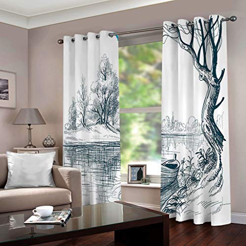 Rideaux occultants à oeillets isolant thermique blanc 132 x 175 cm 2 pièces