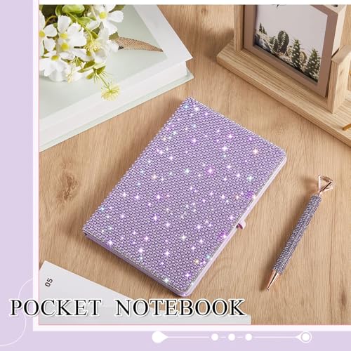 Ensemble stylo strass et carnet violet A5 rigide chic - 6