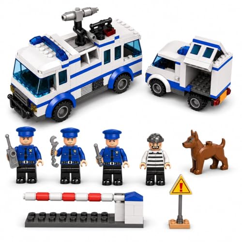 Image of City Police Building Blocks Set 368 PCS, 8 in 1 Police Station Truck Helicopter Car Toy Kit for Kids 6+, Educational STEM Construction Toy with Mini Figures, Creative Gift for Boys Girls