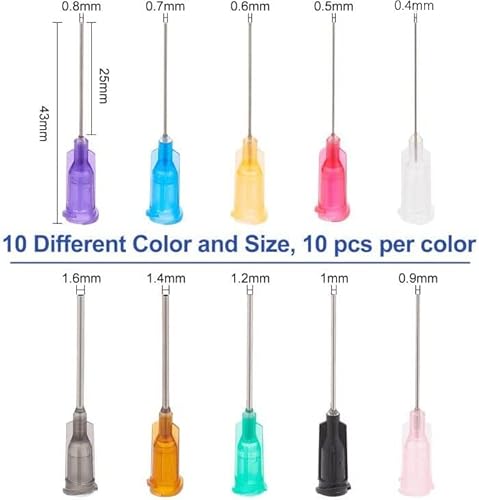 Benecreat TOOL-BC0001-25-US 100Pcs 1 Inch 10 Different Gauge Blunt Tip Glue Bottle Needles Dispensing Needle Industrial Liquid Dispenser Needle thumb #1