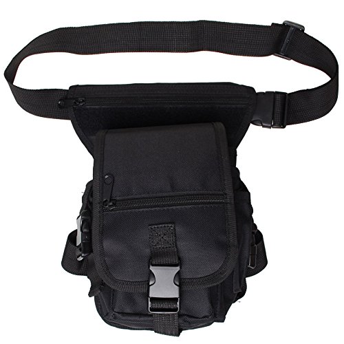 Pierna Bolsa, sicai Panel Impermeable Airsoft Tactical Gota Pierna Utilidad Bolsa Bolsa Tipo B Cross Over Pierna Rig, Negro