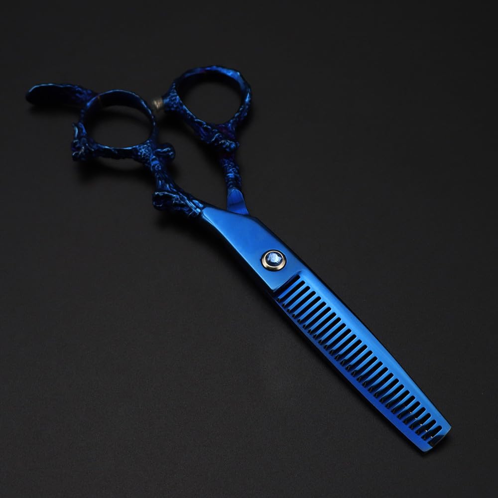 Haarschneideschere, 6 Zoll, Professionelle Japanische 440C-Schere, Blaue Drachen-Haarschere, Effilierschere Für Den Haarschnitt, Friseurschere