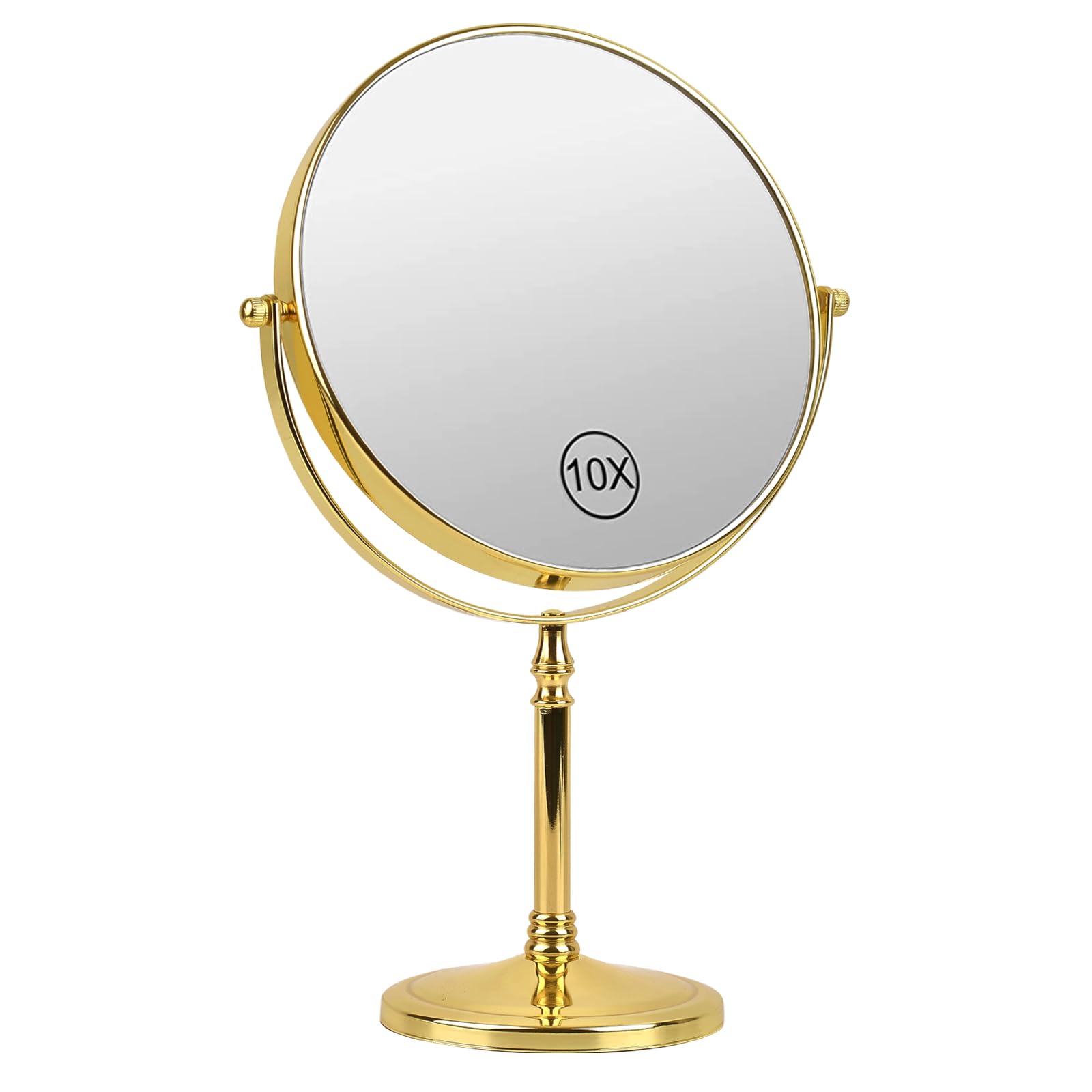 Espejo de Maquillaje de Sobremesa 1x/10x Aumentos, Ø 20 cm Espejo de Maquillaje Independiente de Doble Cara, Espejo de Baño, Redondo Giratorio 360° - Ideal para Afeitarse Maquillarse