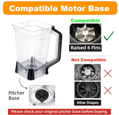 Replacement 72oz XL Large Blender Pitcher with Top Lid and 6-Blade Assembly Compatible with Ninja BL610 BL710WM BL710WMC CT610 C0610B CT610C CT611C CO650B by Nezpare - Image 3