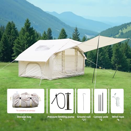 Carpa inflable para camping 6.3m2 con toldo, 4 estaciones miniatura 3