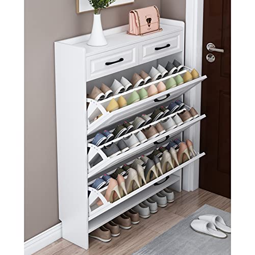 Meuble à chaussures en bois blanc élégant et épuré pour intérieur chic
