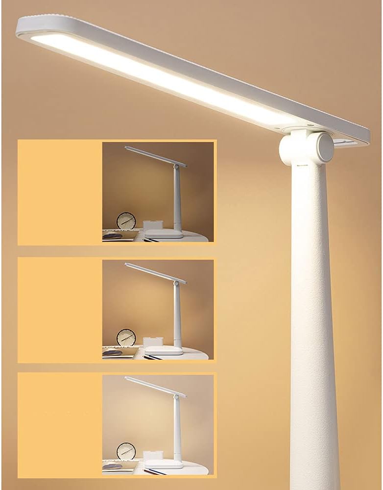 LED Desk Lamp with Removable Storage Box/Phone Stand, 3 Color Modes/Stepless Dimming, Dimmable Study Lamp, Touch Control Portable Cordless Folding Reading Lamp, USB Charging Port