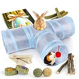 LEXASTLE Bunny Tunnels & Tubes Collapsible 3 Way Rabbit Hideout with 13pcs Toys for...