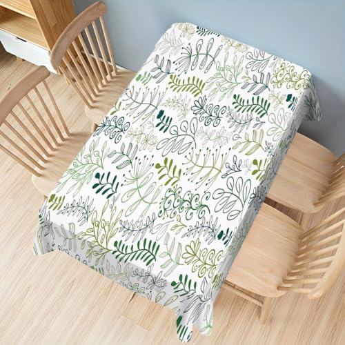 Nappe lavable feuilles vertes rectonagulaire 140x160 cm intérieur extérieur pour cuisine