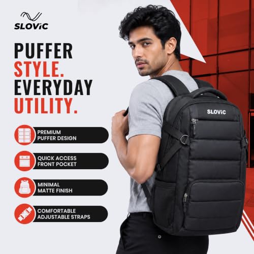 Image of SLOVIC Laptop Bag for Man & Woman | Backpack Bag for Man | Water Resistant Office Bags for Men with Spacious Main Compartment | Ideal for Office, College & Daily Use