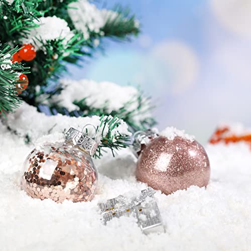 24 Pieces 2.36 Inch Shatterproof Plastic Christmas Ball Ornaments Tree Balls With One Christmas Tree Star For Christmas New Years Present Wedding Home Party Decoration (Rose Gold) #TOP7