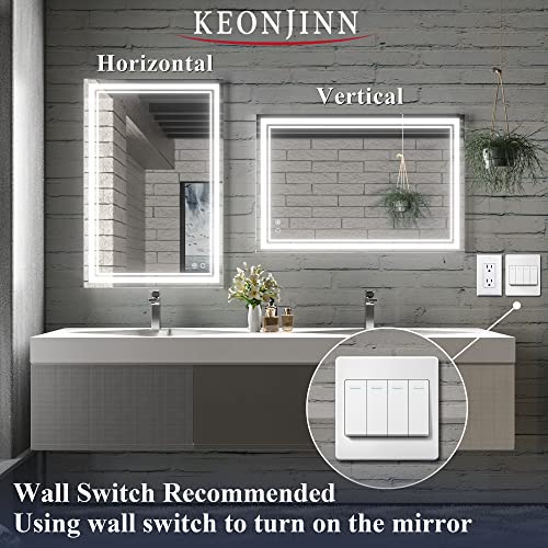 image for Keonjinn 36 x 24 Inch LED Mirror Bathroom Vanity Mirrors, Wall Mounted