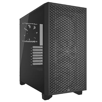 Estojo para PC Corsair 3000D AIRFLOW Mid-Tower — Ventiladores de 3 pinos — Suporte para GPU de quatro slots — Compatível com até 8 ventoinhas de 120 mm — Design de alto fluxo de ar — Preto