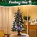 JOYHALO 3FT Small Christmas Tree, Pre-Lit Table Top Mini Tree with White or Multicolor LED, Artificial Christmas Tree with 140 PVC&PE Branches, 8-Function Battery Powered for Holiday Decor