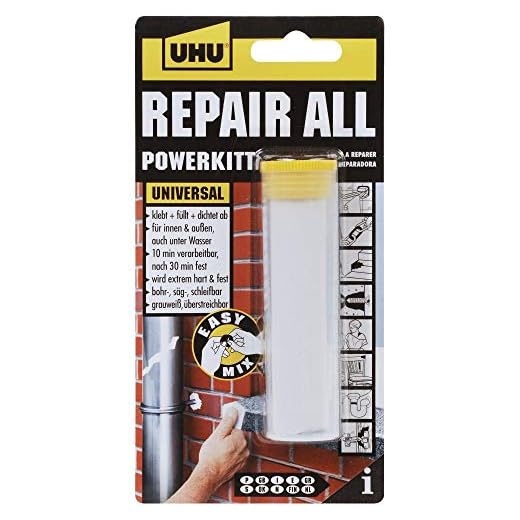UHU REPAIR ALL POWERKITT, Klebstoff-Knetmasse auf Epoxidharzbasi, in der praktischen Box, 60g