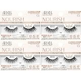 Ardell Nourish Lashes 752 – Voluminous False Eyelashes with Peptides & Biotin Infused Band, Lash Glue Included, Fluffy Wispy Strip Lashes for Sensitive Eyes, 4 pack