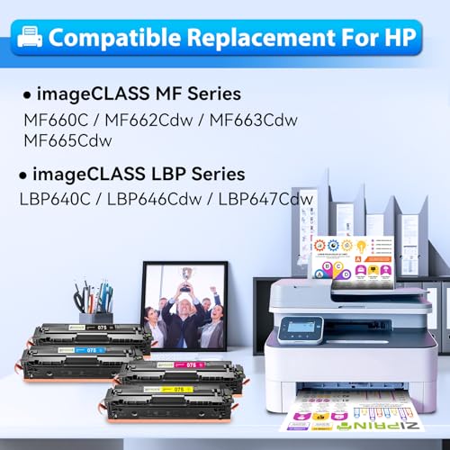 Image of 075 Toner Cartridge Compatible for Canon MF663Cdw MF665Cdw MF662Cdw 4 Pack | Compatible with Canon 075 075H. Fits LBP646Cdw LBP647Cdw LBP640 MF660. Reliable performance for home, office and school use.