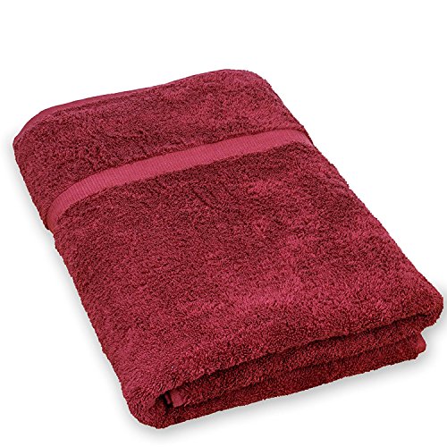 Image of Luxury Hotel & Spa Quality, Quick Dry 100% Turkish Cotton 700 GSM, Eco Friendly Towel, for Bathroom Oversize Dobby Border Bath Towels 35 X 70 (Bath Sheet Single Towel Set of 1, Cranberry)