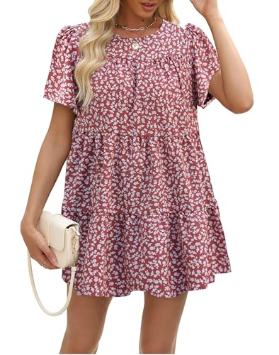 Sommerkleid Damen Oversize Strandkleid Leicht und Luftig Boho Style Womens Tops Rosa S