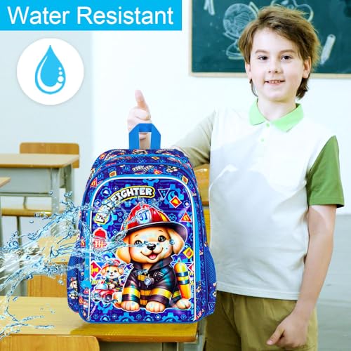 Image of 16 inch Boys Backpack, 3Pcs Dog Bookbag with Lunch Box, Kids School Backpacks Set for Elementary Preschool Kindergarten(Blue)