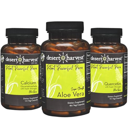Desert Harvest Bladder Health Starter Kit - Super Strength Aloe Vera Capsules + Calcium Glycerophosphate + Quercetin, IC & Bladder Pain Syndrome Support