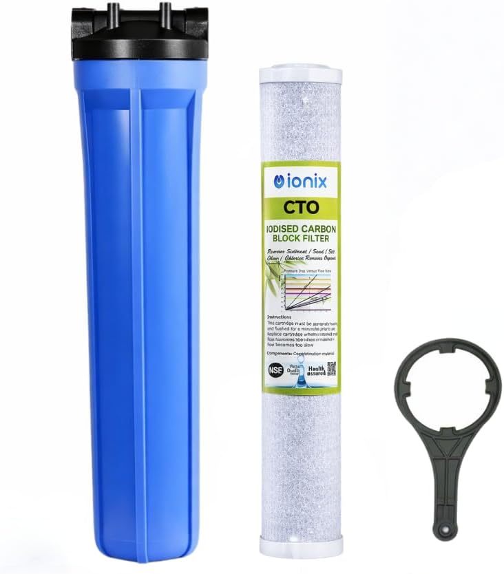 IONIX 20 Inch Slim Housing,Pre Filter 20 Inches Forr Commercial And Domestic Water Purifier, For Usage Upto 300 Liters Per Day (Sedimentation, 1 Inch Inlet Outlet, Hardness Filter), Multicolor