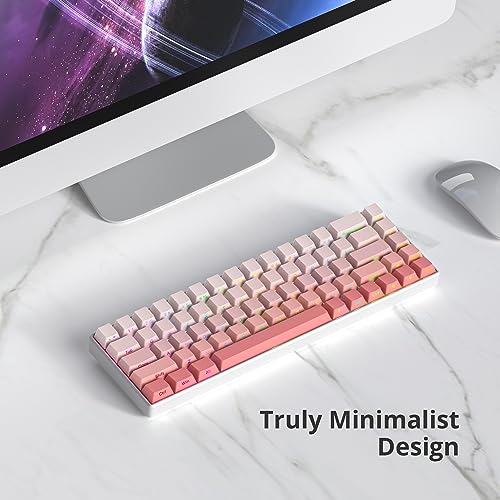 Image of Guffercty kred Cute PBT Key Caps 135-keys Custom Gradient Side Printed Double Shot Keycaps Cherry Profile for 61 /68 /96 /108 Mechanical Gaming Keyboard (Blush)