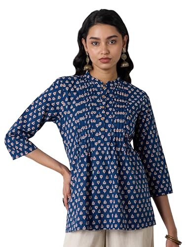 Image of Amazon Brand - Myx Women Cotton Printed A-line Short Kurti (Available in Plus Sizes)