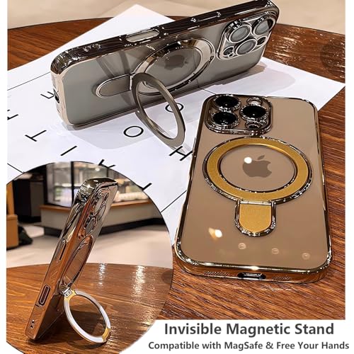 Image of Magnetic Ring Case for iPhone 16 Case Kickstand Compatible with MagSafe Built-in Camera Lens Protector Shockproof Phone Case for iPhone 16 6.1 inch - Deep Blue